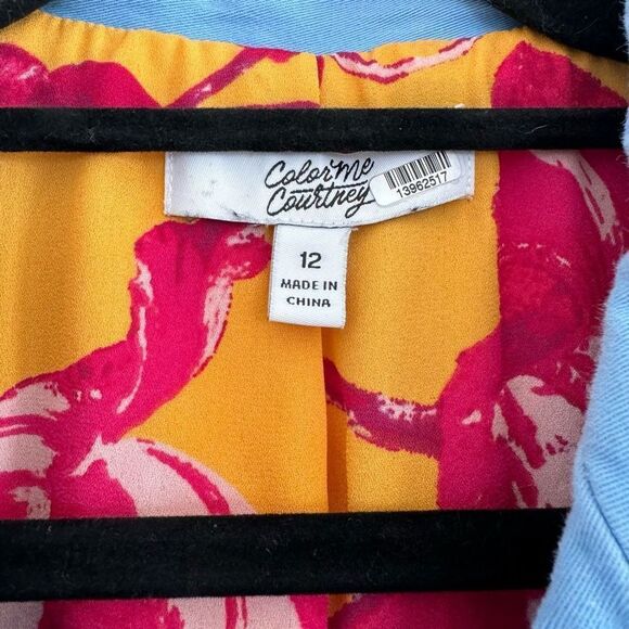 Color Me Courtney Blue Motorcycle Style Cotton Jacket Size 12 - Picture 7 of 8